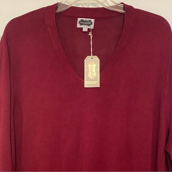 NWT Mud Pie Lawton Sweater Tunic Burgundy L - Picture 8 of 11